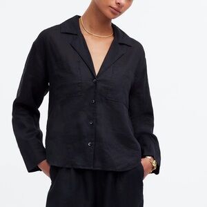 NWT Madewell Resort Long-Sleeve Shirt in Black Size Medium